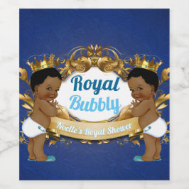 Rótulo De Garrafa De Cerveja Royal African Twin Boys |Real Azul e Dourado Elega