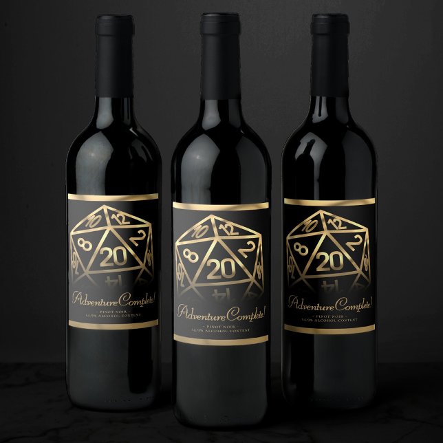 Rótulo De Garrafa De Cerveja RPG Dice | Tabletop de Fantasy Dourado PnP Gamer P (Criador carregado)