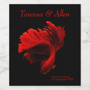 Rótulo De Garrafa De Cerveja Ruby Red Siamese Fighting Fish