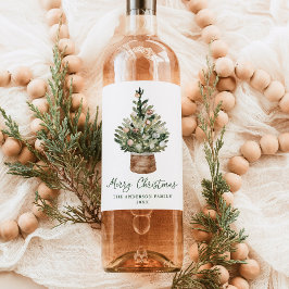 Rótulo De Garrafa De Cerveja Rustic Christmas Tree Ornaments Neutral Holiday