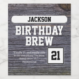 Rótulo De Garrafa De Cerveja Rustic Gray 21st Brew Happy Birthday Beer Garrafa 