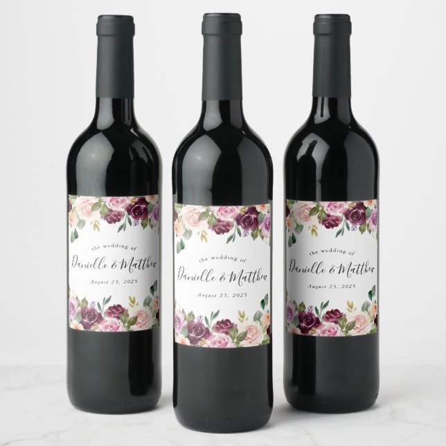 Rótulo De Garrafa De Cerveja Rustic Moody Floral | Casamento Personalizado (Garrafas)