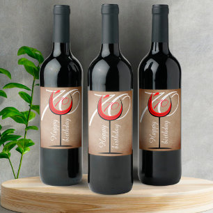 Rótulo De Garrafa De Cerveja Rustic Red Wine Glass Script 70th Birthday