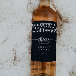 Rótulo De Garrafa De Cerveja Rustic String Lights Anima Vinhos De Casamento