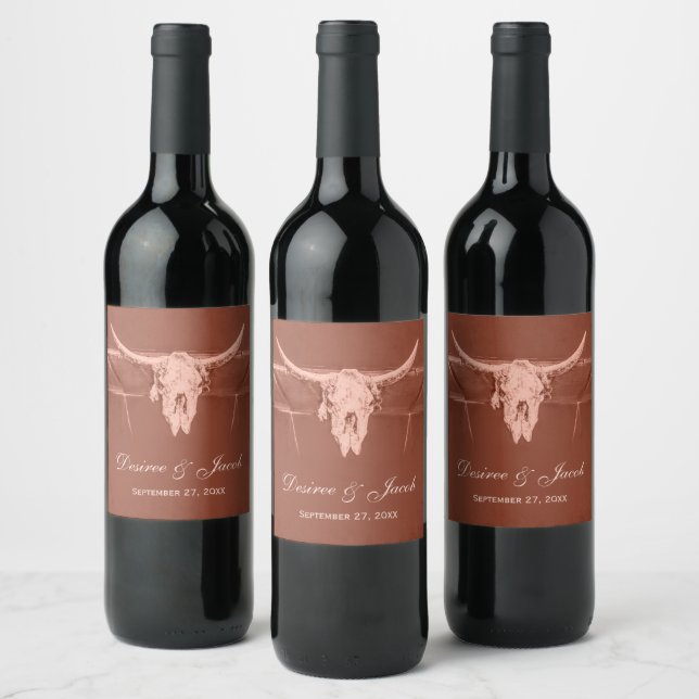 Rótulo De Garrafa De Cerveja Rustic Terracotta Western Cow (Garrafas)