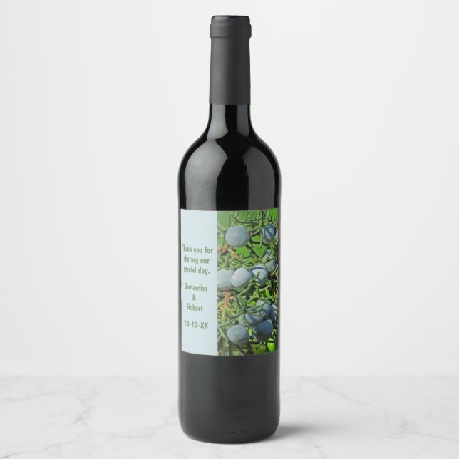 Rótulo De Garrafa De Cerveja Rustic Wedding Pine Branch Berries Obrigado (Frente)