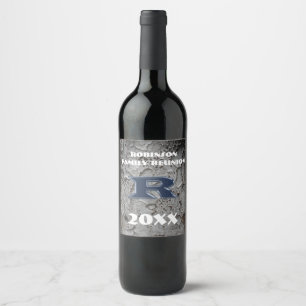 Rótulo De Garrafa De Cerveja Rústico Família - Reunião Azul - Letra R Monogr