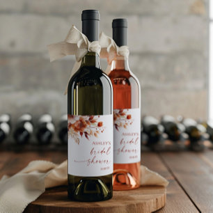 Rótulo De Garrafa De Cerveja Rusty Burgundy Marrom Floral Flor Bridal Shower