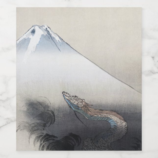 Rótulo De Garrafa De Cerveja Ryu Shoten: Dragão Crescente sobre Fuji, Japão (Rótulo Único)