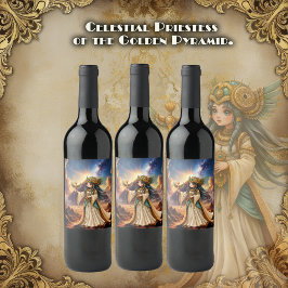 Rótulo De Garrafa De Cerveja Sacerdotisa Celestial da Pirâmide Dourada.