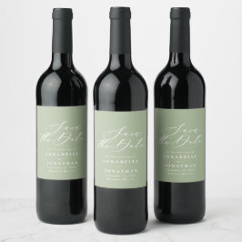 Rótulo De Garrafa De Cerveja Sage green elegante casamento moderno salve a data