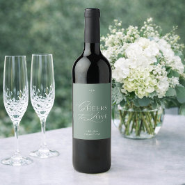 Rótulo De Garrafa De Cerveja Sage Green Wedding Wine Label – Cheers to Love