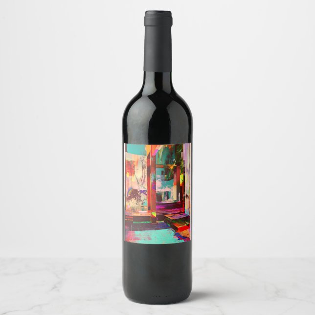 Rótulo De Garrafa De Cerveja Sala de Arte Abstrato (Frente)