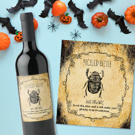 Rótulo De Garrafa De Cerveja Sala de boticário halloween vintage besouro escolh