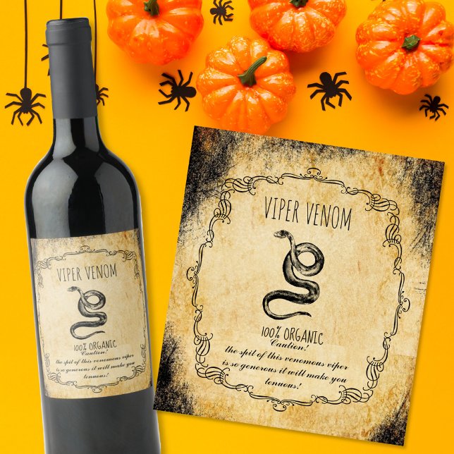 Rótulo De Garrafa De Cerveja sala de farmácia halloween vintage veneno de víbor (Criador carregado)