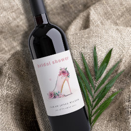 Rótulo De Garrafa De Cerveja Saltos Altos Rosa Bege Suave Flores Banho de Noiva