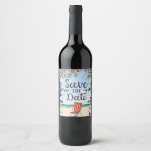 Rótulo De Garrafa De Cerveja Salve A Data Vintage Vintage Praia e Cadeira de De
