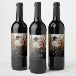 Rótulo De Garrafa De Cerveja Salve nossa foto de Cheio Dourado com Rosa de data