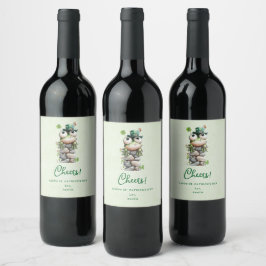 Rótulo De Garrafa De Cerveja Sapo com Chapéu Verde e Trevo Fofo Cheers