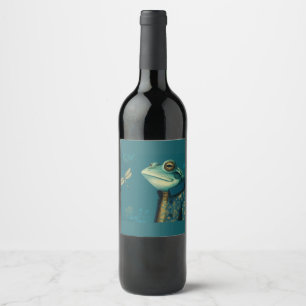 Rótulo De Garrafa De Cerveja Sapo Elegante & Libélula - Animal Vintage Surreal