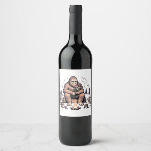 Rótulo De Garrafa De Cerveja Sasquatch Segurando Flores