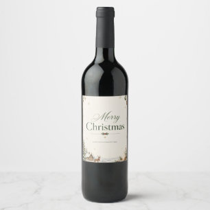 Rótulo De Garrafa De Cerveja Saudação de Natal Elegante, Design Clássico em Cob