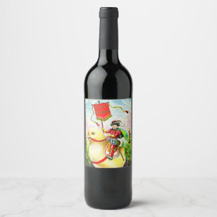 Rótulo De Garrafa De Cerveja Saudações à Páscoa Whimsical: Cavaleiro sobre o Pi
