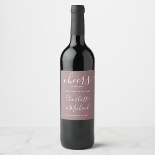 Rótulo De Garrafa De Cerveja Saudações ao Sr. e à Sra. Casamento Script Mauve