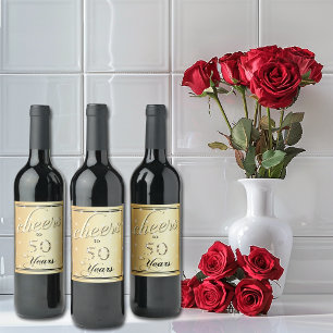 Rótulo De Garrafa De Cerveja Saúde a 50 anos Dourado Satin Glitter Sparkle