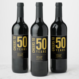 Rótulo De Garrafa De Cerveja Saúde a 50 anos preto e Dourado