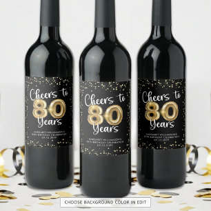Rótulo De Garrafa De Cerveja Saúde aos 80 anos Noivado Dourado de Confetti Negr