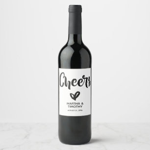 Rótulo De Garrafa De Cerveja Script Casual de Preto Cheers Personalizado