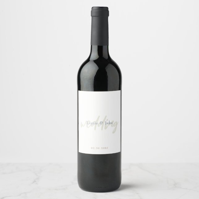 Rótulo De Garrafa De Cerveja Script de Casamento Branco Nomes Personalizados Pe (Frente)
