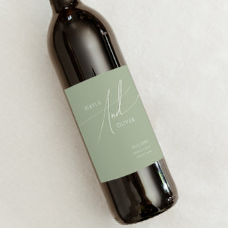Rótulo De Garrafa De Cerveja Script Whimsical | Sage Green Wedding