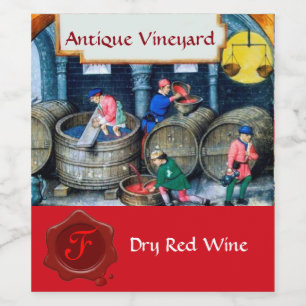 RÓTULO DE GARRAFA DE CERVEJA SELLO DE CERA DE MONOGRAMA DE BARRIS DE VINHO DE V