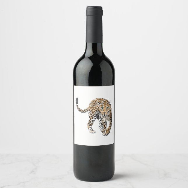 Rótulo De Garrafa De Cerveja selva de leopardo-d-água pintada de verde-animal (Frente)