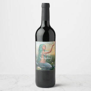 Rótulo De Garrafa De Cerveja sereia de cabelo verde