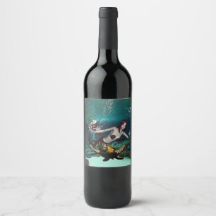 Rótulo De Garrafa De Cerveja Sereia de Wonderul com tartaruga