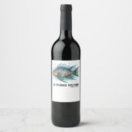 Rótulo De Garrafa De Cerveja Série Aquarela: Peixe-Leão