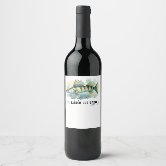 Rótulo De Garrafa De Cerveja Série Aquarela: Zander/Percas (Frente)