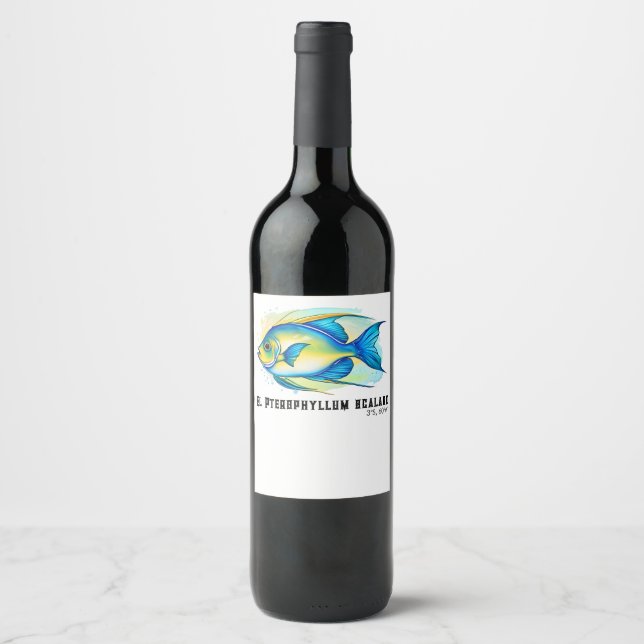 Rótulo De Garrafa De Cerveja Série de Aquarela: Peixe-Anjo (Frente)