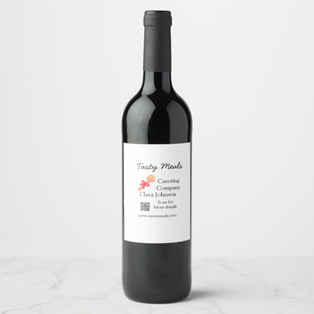Rótulo De Garrafa De Cerveja serviços de catering adicionar nome código QR site (Frente)
