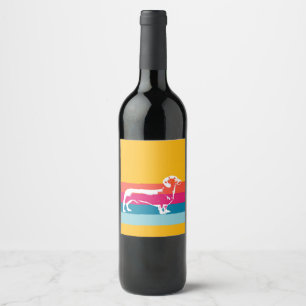 Rótulo De Garrafa De Cerveja Silhueta Retro do Dachshund – Arte Colorida Pop de