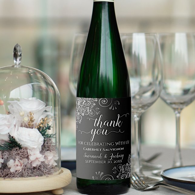 Rótulo De Garrafa De Cerveja Silver Frils no Casamento Negro Obrigado (Criador carregado)