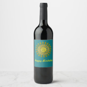 Rótulo De Garrafa De Cerveja Símbolo dourado decorativo do sol