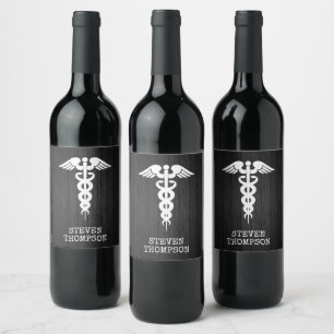 Rótulo De Garrafa De Cerveja Símbolo médico personalizado Caduceus Doctor Nur