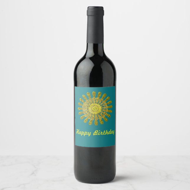 Rótulo De Garrafa De Cerveja Símbolo solar decorativo do ouro (Frente)