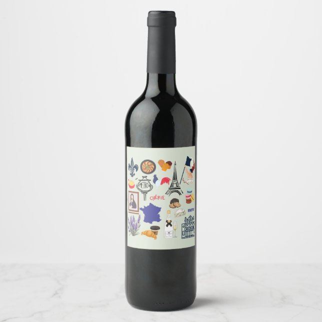 Rótulo De Garrafa De Cerveja Símbolos da França (Frente)