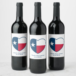 Rótulo De Garrafa De Cerveja Símbolos do Texas, Bandeira do Texas, Coração