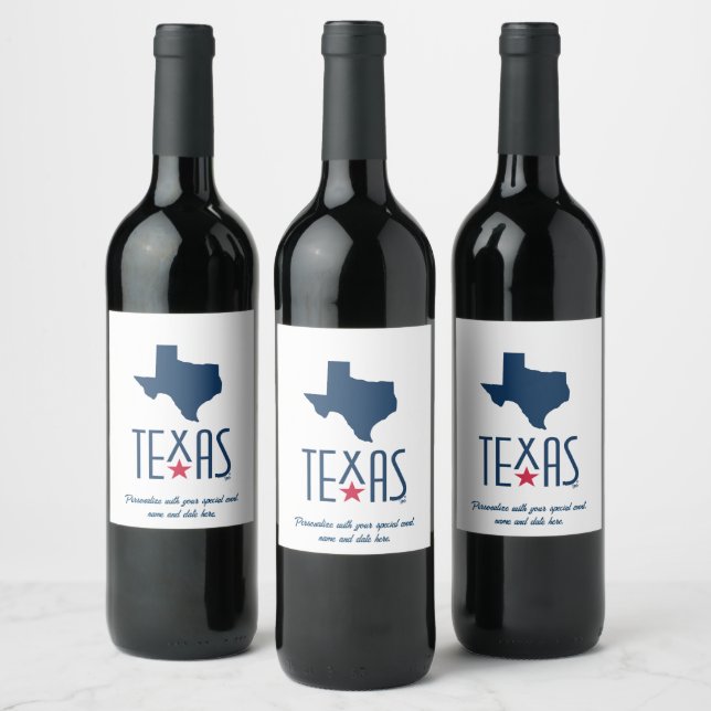 Rótulo De Garrafa De Cerveja Símbolos do Texas, Texas, azul naval (Garrafas)